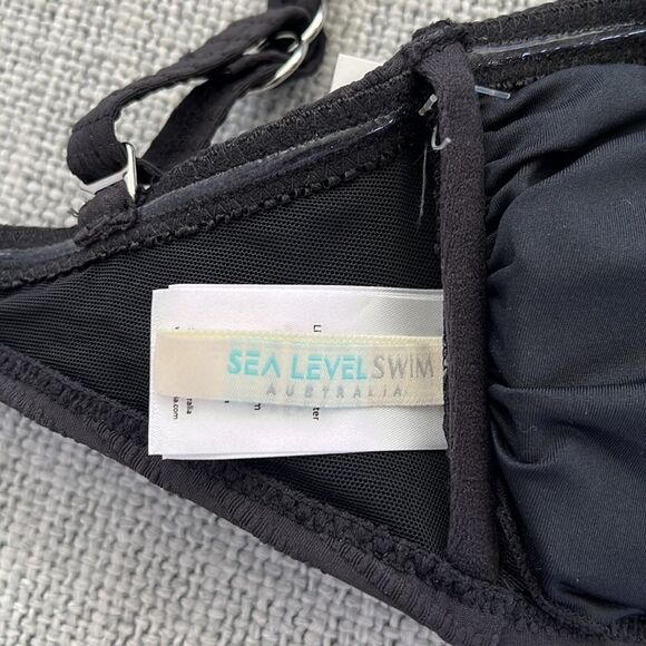 Sea Level Swim Bikini Top Spinnaker U Bar Bandeau Womens Black Size 4 - Picture 6 of 8